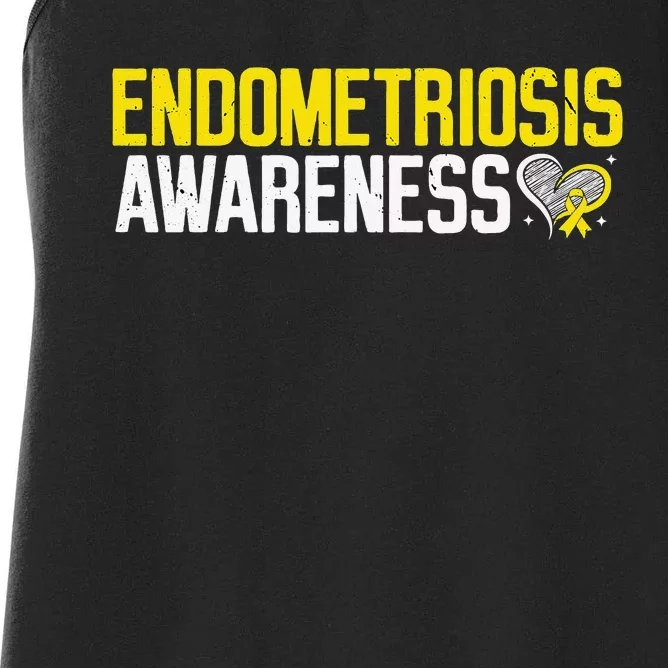 Endometriosis Awareness Yellow Ribbon Endo Warrior Support Women's Racerback Tank