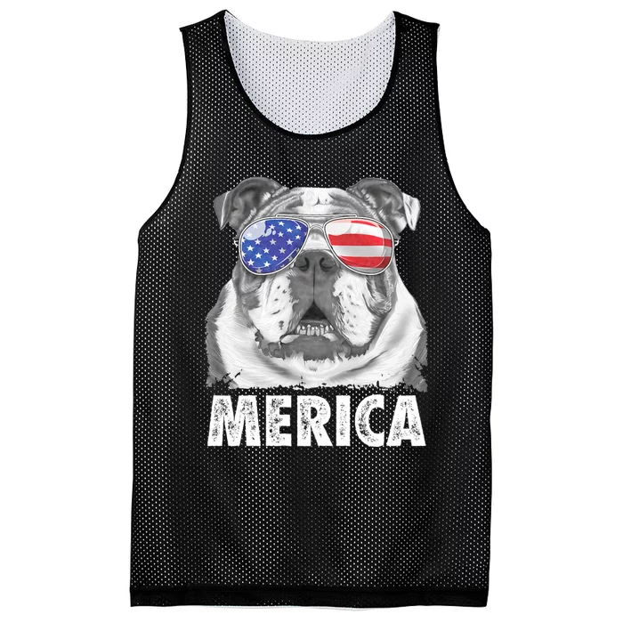 English Bulldog 4th Of July Merica Usa Flag Retro Mesh Reversible Basketball Jersey Tank