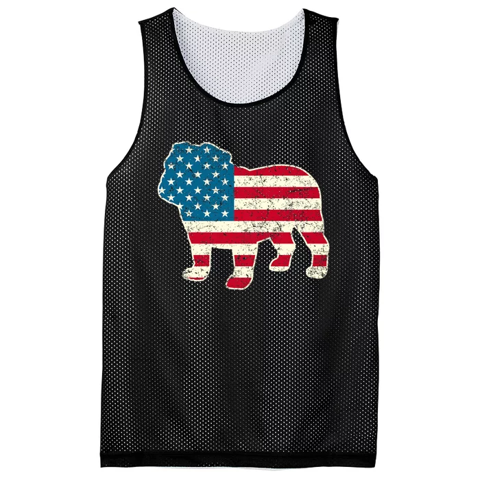 English Bulldog 4th Of July Dog American Flag Usa Mesh Reversible Basketball Jersey Tank