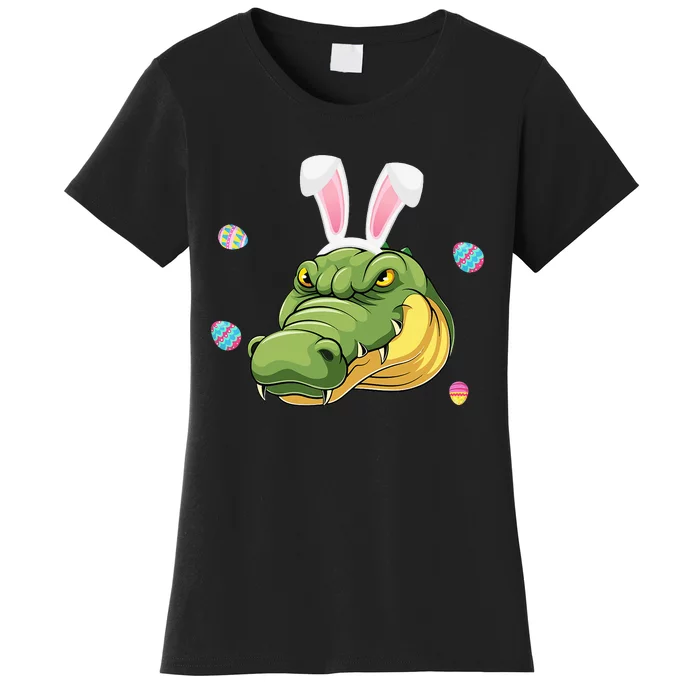 Easter Bunny Alligator Cute Face Sunglasses Hunting Eggs Women's T-Shirt