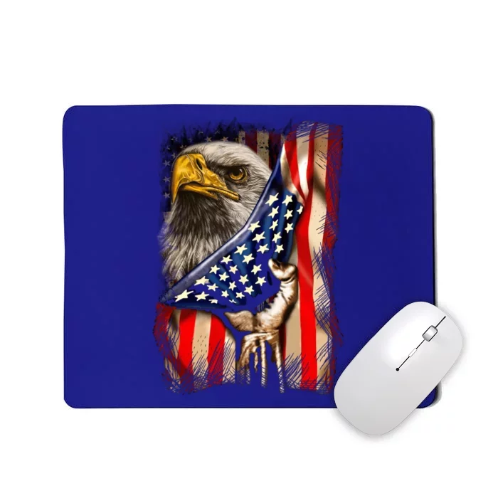 Eagle Behind American Flag 4th Of July Patriotic Eagle Lover Gift Mousepad