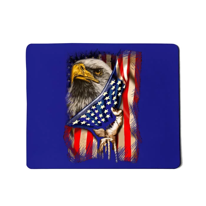 Eagle Behind American Flag 4th Of July Patriotic Eagle Lover Gift Mousepad