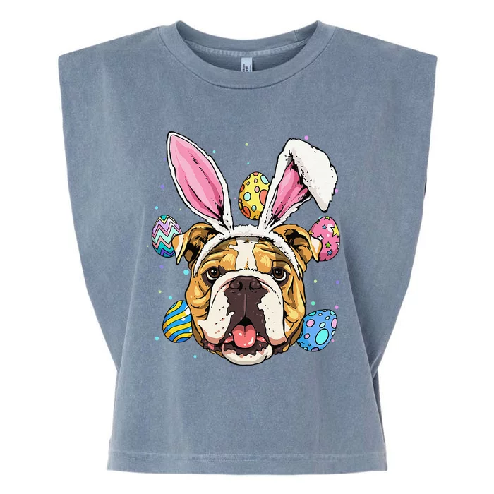 Easter Bunny American Bulldog Dog Women Garment-Dyed Women's Muscle Tee