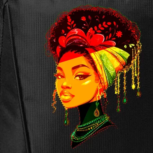 Elegant Black African American Woman With Afro Head Wrap City Backpack