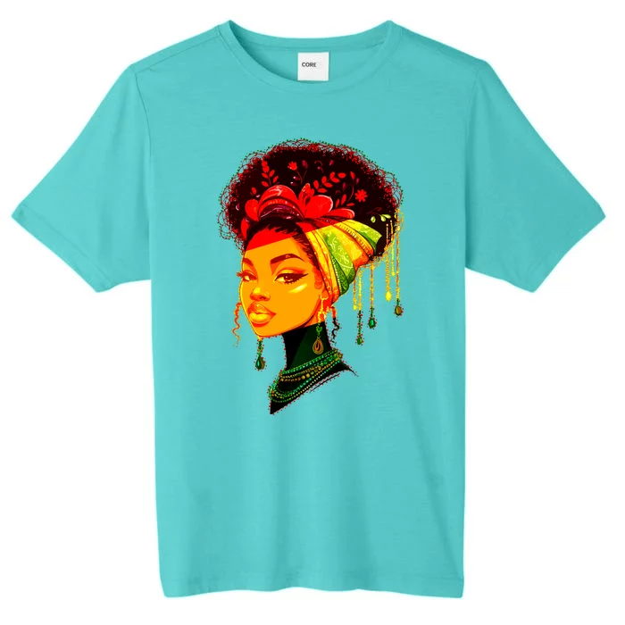 Elegant Black African American Woman With Afro Head Wrap ChromaSoft Performance T-Shirt