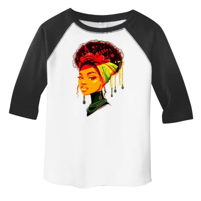 Elegant Black African American Woman With Afro Head Wrap Toddler Fine Jersey T-Shirt