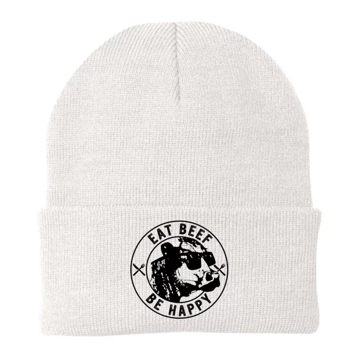 Eat Beef Be Happy Funny Heifer Cow Farmer Knit Cap Winter Beanie