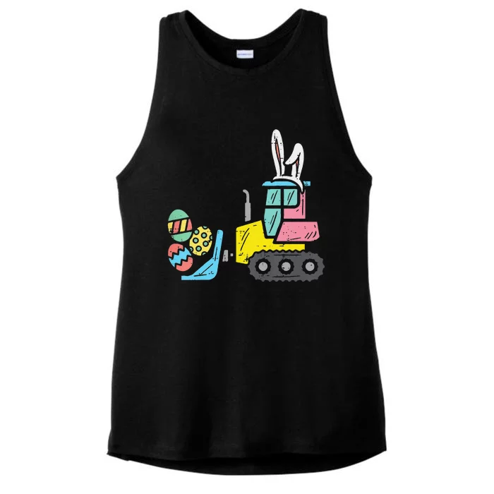 Easter Bulldozer Bunny Eggs Cute Truck Ladies Tri-Blend Wicking Tank