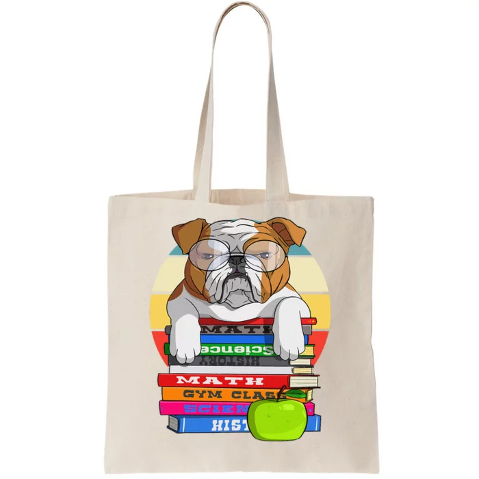 English Bulldog Back To School Book Worm Dog Tote Bag