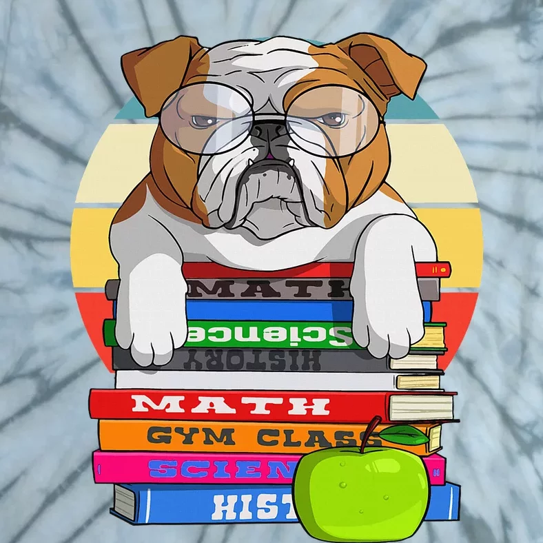 English Bulldog Back To School Book Worm Dog Tie-Dye T-Shirt