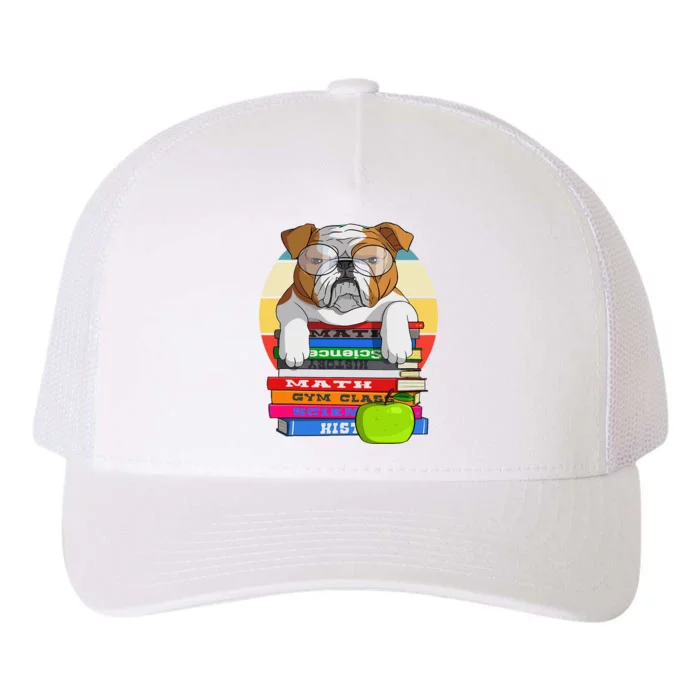 English Bulldog Back To School Book Worm Dog Yupoong Adult 5-Panel Trucker Hat