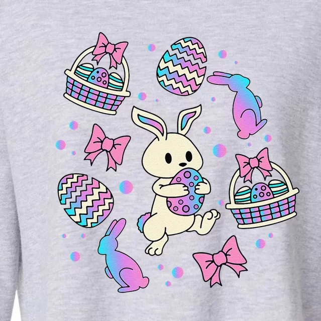 Easter Basket Bunny Rabbit Egg Scavenger Hunt Casual Cropped Pullover Crew