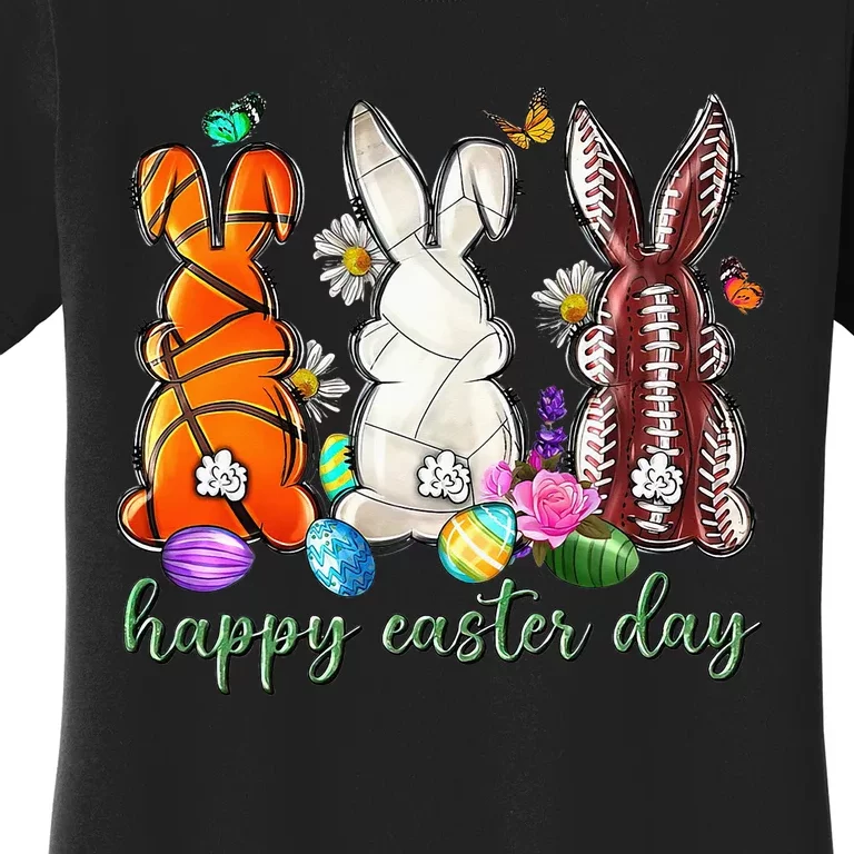 Easter Baseball Basketball Football Bunny Easter Women's T-Shirt