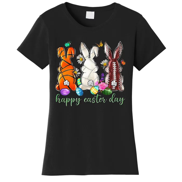 Easter Baseball Basketball Football Bunny Easter Women's T-Shirt