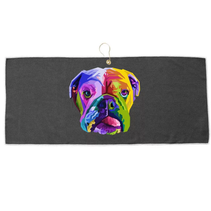 English British Bulldog Pop Art Portrait for Dog Owners Large Microfiber Waffle Golf Towel