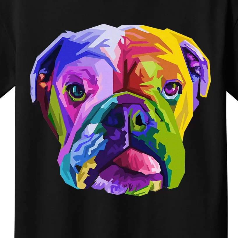 English British Bulldog Pop Art Portrait for Dog Owners Kids T-Shirt