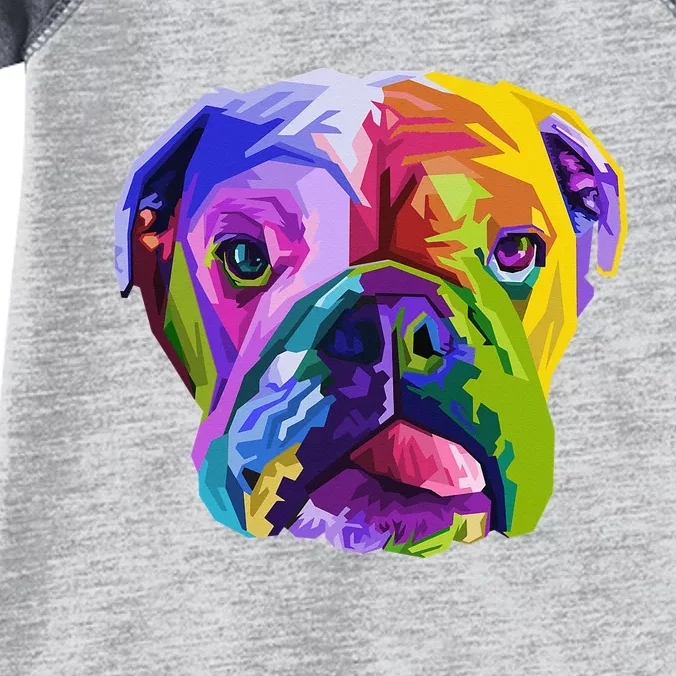 English British Bulldog Pop Art Portrait for Dog Owners Infant Baby Jersey Bodysuit