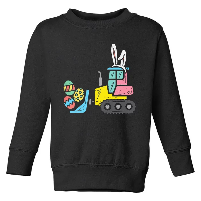 Easter Bulldozer Bunny Eggs Cute Truck Toddler Sweatshirt