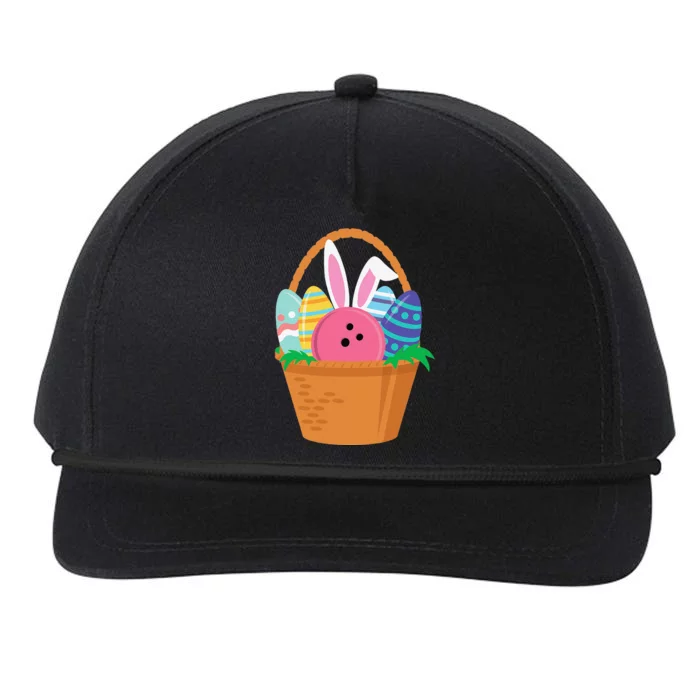 Easter Bunny Bowling Game Egg Basket Snapback Five-Panel Rope Hat