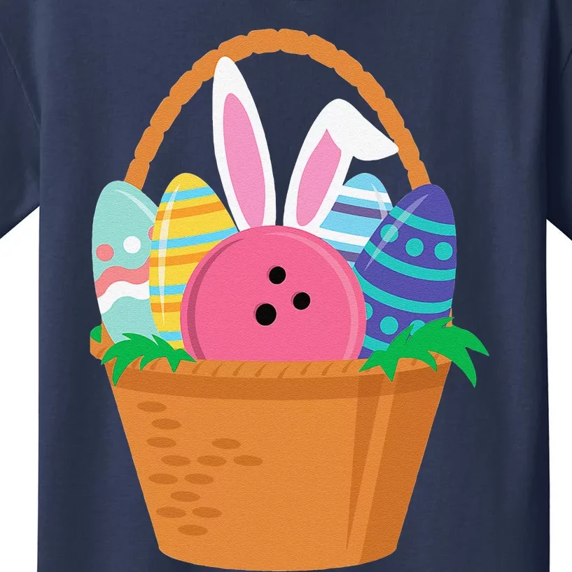 Easter Bunny Bowling Game Egg Basket Kids T-Shirt