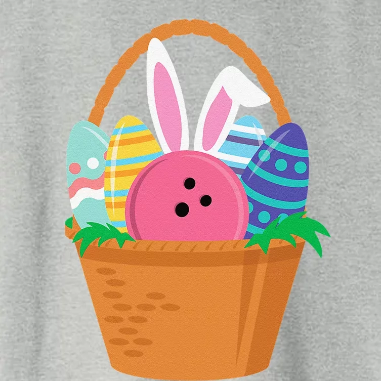 Easter Bunny Bowling Game Egg Basket Women's Crop Top Tee