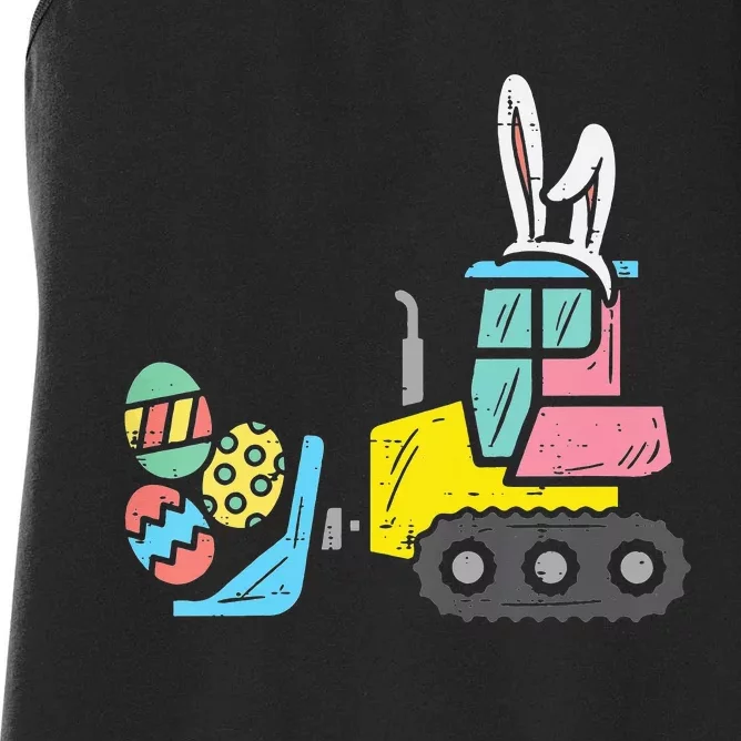 Easter Bulldozer Bunny Eggs Cute Truck Women's Racerback Tank