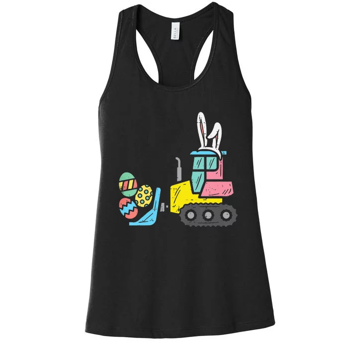 Easter Bulldozer Bunny Eggs Cute Truck Women's Racerback Tank