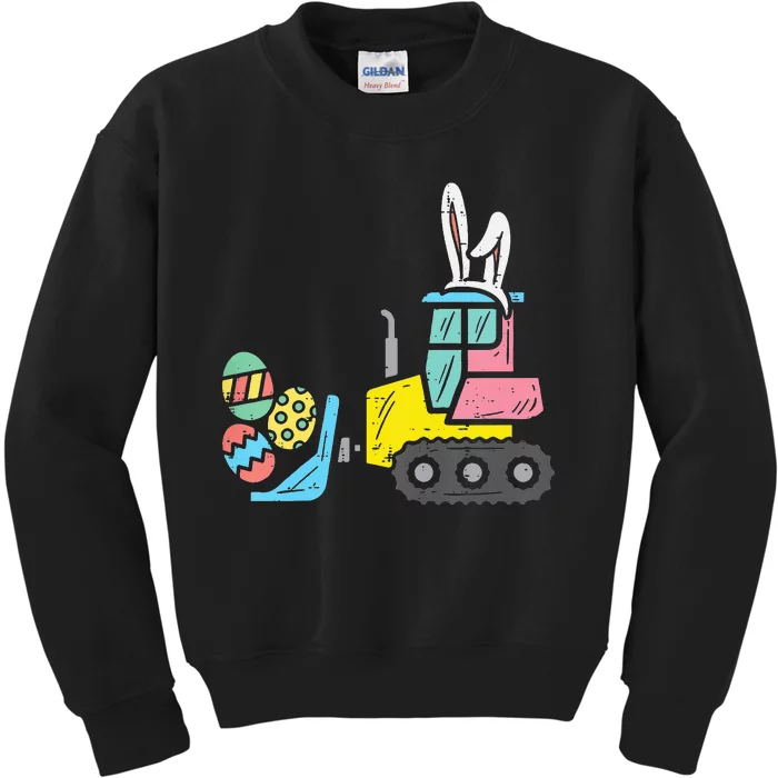 Easter Bulldozer Bunny Eggs Cute Truck Kids Sweatshirt