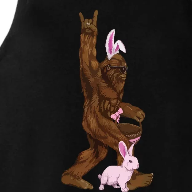 Easter Bigfoot Bunny In A Basket Is Funny For Sunday Ladies Tri-Blend Wicking Tank