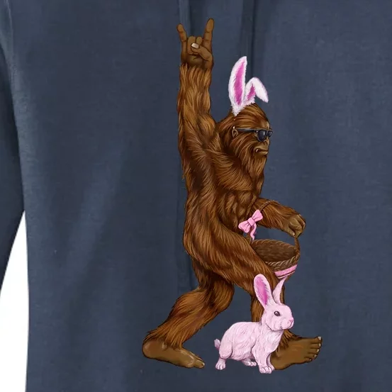 Easter Bigfoot Bunny In A Basket Is Funny For Sunday Women's Pullover Hoodie