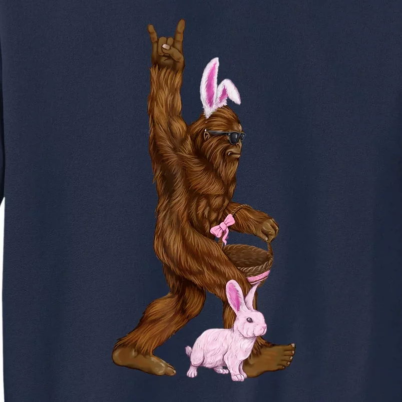 Easter Bigfoot Bunny In A Basket Is Funny For Sunday Tall Sweatshirt