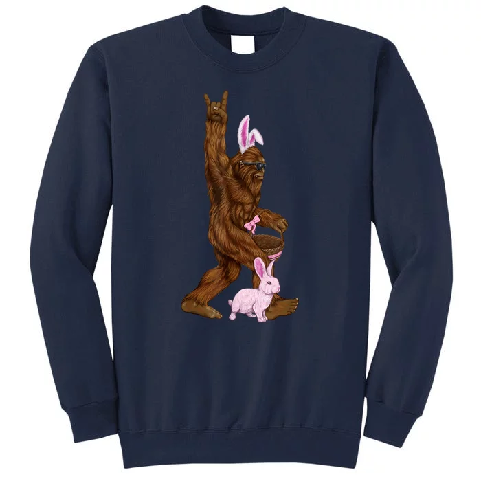 Easter Bigfoot Bunny In A Basket Is Funny For Sunday Tall Sweatshirt