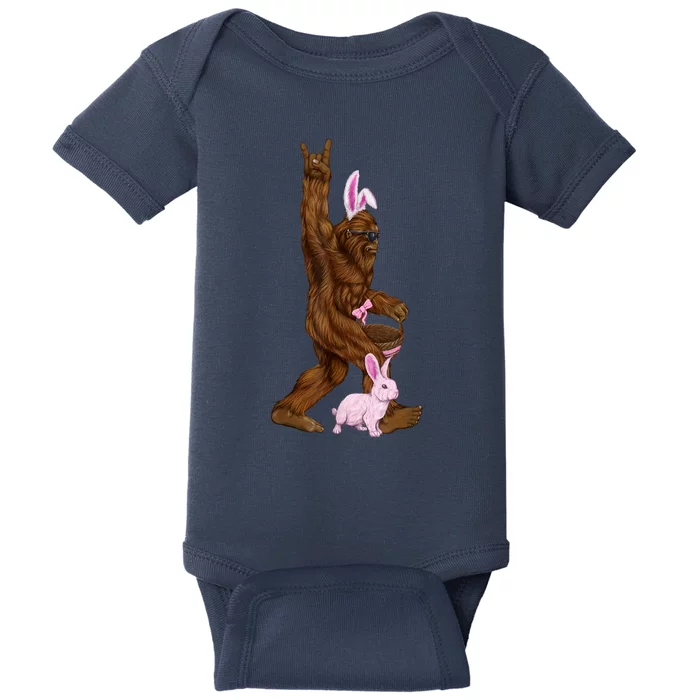 Easter Bigfoot Bunny In A Basket Is Funny For Sunday Baby Bodysuit