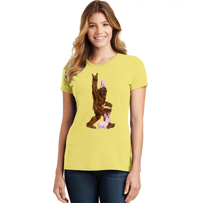 Easter Bigfoot Bunny In A Basket Is Funny For Sunday Women's T-Shirt