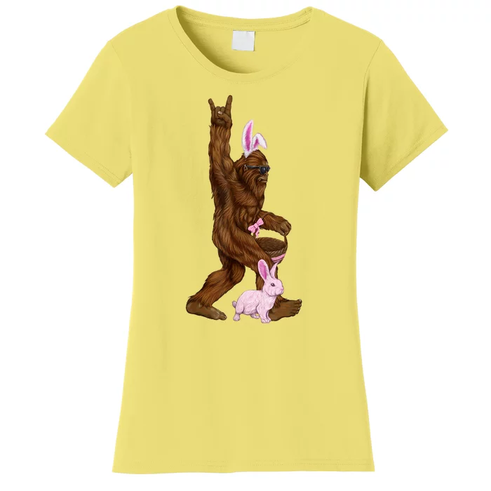 Easter Bigfoot Bunny In A Basket Is Funny For Sunday Women's T-Shirt