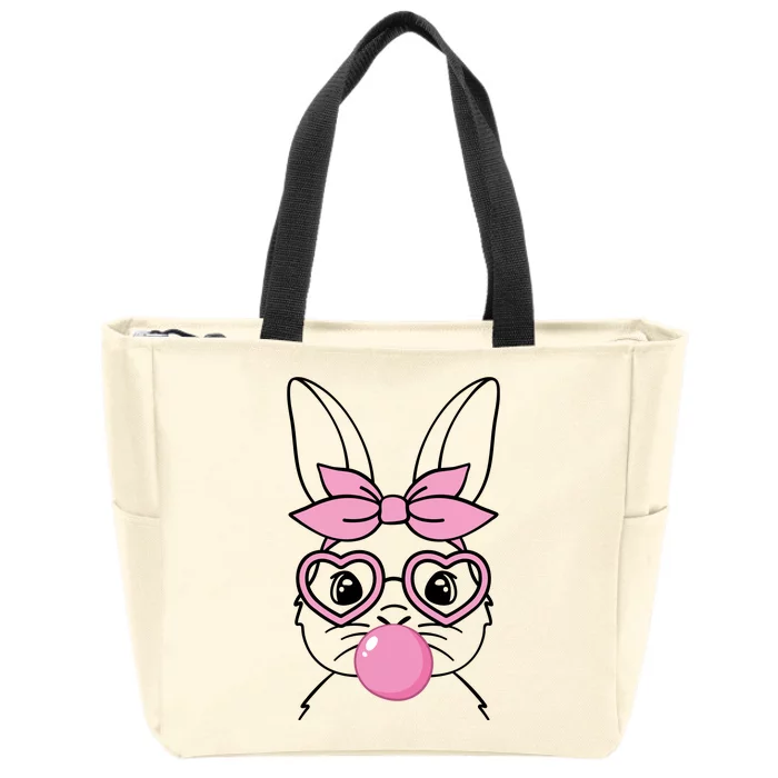 Easter Bunny Bubble Gum Cute Zip Tote Bag