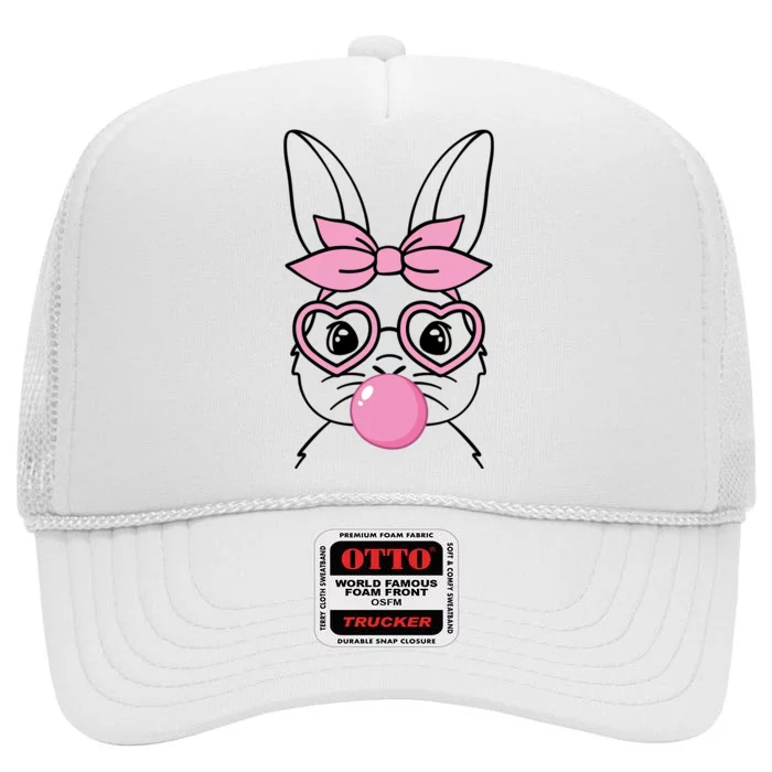 Easter Bunny Bubble Gum Cute High Crown Mesh Trucker Hat