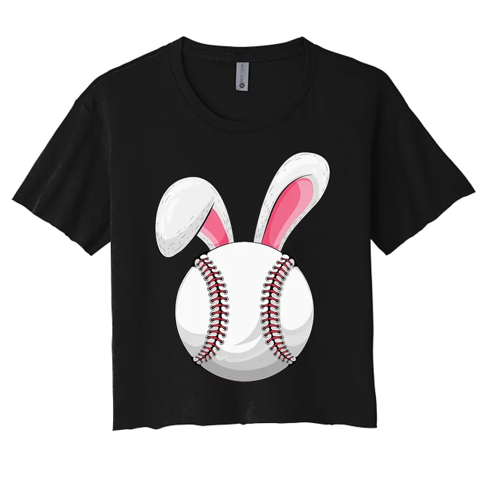 Easter Baseball Ball Easter Day Funny Spring Easter Bunny Women's Crop Top Tee