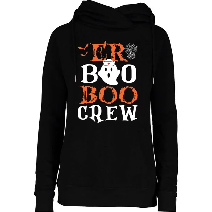 Er Boo Boo Crew Cute Ghost Nurse Halloween Costume Nursing Womens Funnel Neck Pullover Hood