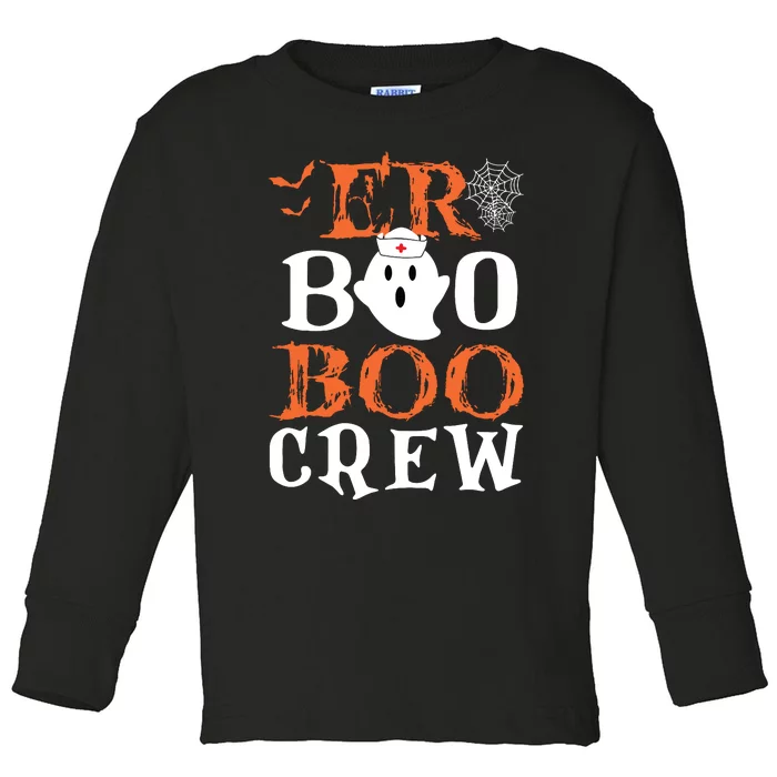 Er Boo Boo Crew Cute Ghost Nurse Halloween Costume Nursing Toddler Long Sleeve Shirt