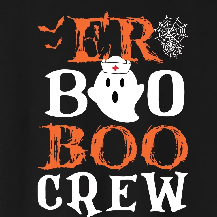 Er Boo Boo Crew Cute Ghost Nurse Halloween Costume Nursing Women's Crop Top Tee