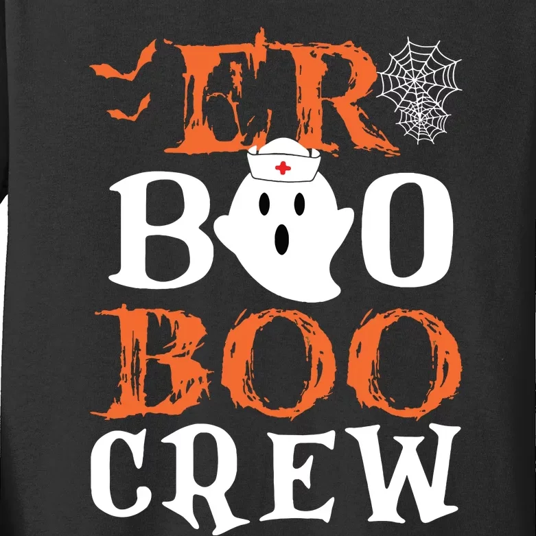 Er Boo Boo Crew Cute Ghost Nurse Halloween Costume Nursing Kids Long Sleeve Shirt