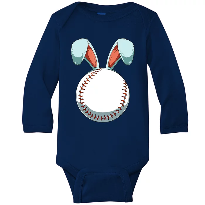 Easter Baseball Ball Easter Day Funny Easter Bunny Baseball Gift Baby Long Sleeve Bodysuit