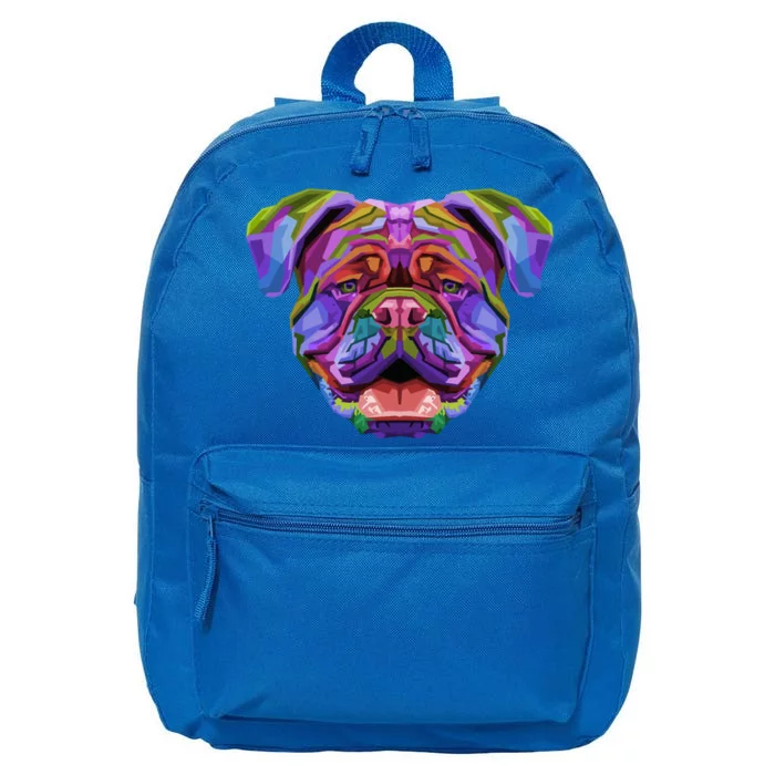 English British Bulldog Pop Art Portrait For Dog Owners Gift 16 in Basic Backpack