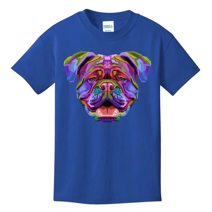 English British Bulldog Pop Art Portrait For Dog Owners Gift Kids T-Shirt