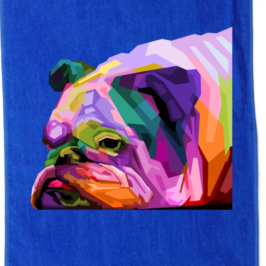 English British Bulldog Pop Art Portrait For Dog Owners Great Gift Platinum Collection Golf Towel