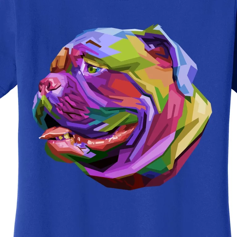 English British Bulldog Pop Art Portrait For Dog Owners Funny Gift Women's T-Shirt