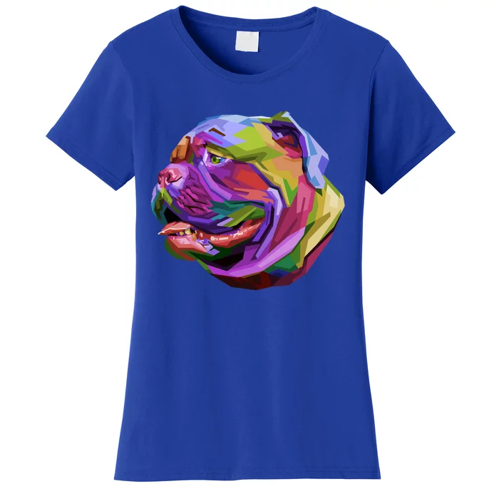 English British Bulldog Pop Art Portrait For Dog Owners Funny Gift Women's T-Shirt