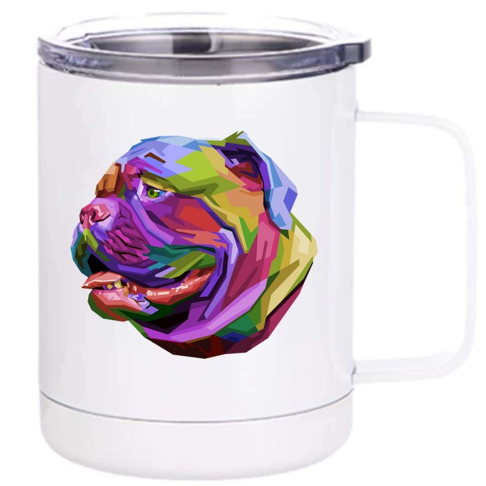 English British Bulldog Pop Art Portrait For Dog Owners Funny Gift Front & Back 12oz Stainless Steel Tumbler Cup