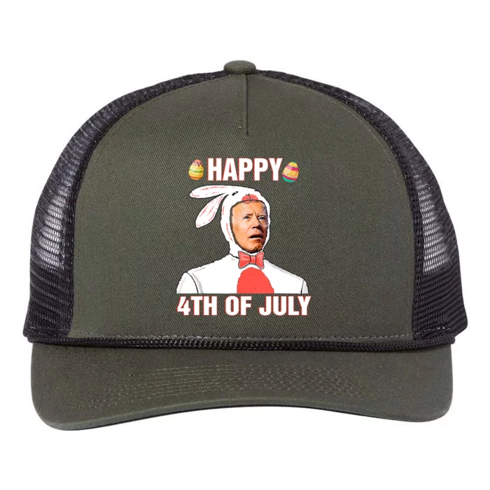 Easter Bunny Biden Confused Happy 4th Of Easter Funny Joe Biden Retro Rope Trucker Hat Cap